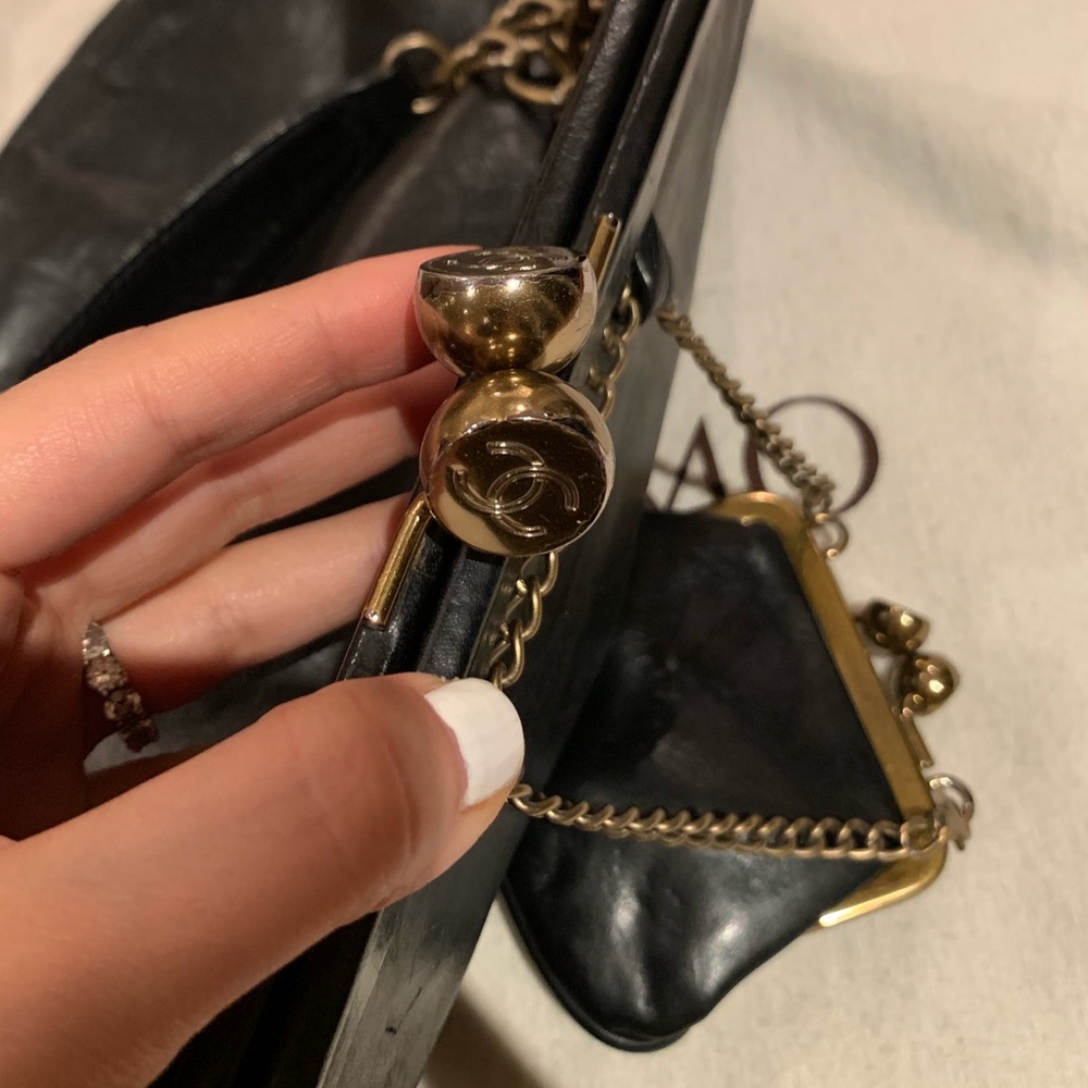 Chanel Black Leather Bag and Coin Purse